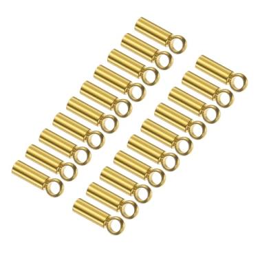 Imagem de CoCud Tampas de extremidade de barril, diâmetro interno de 1,5 mm, tampa de extremidade de cabo de crimpagem lisa de aço inoxidável tom dourado - (Aplicações: para pulseiras, colar, pingente, joias