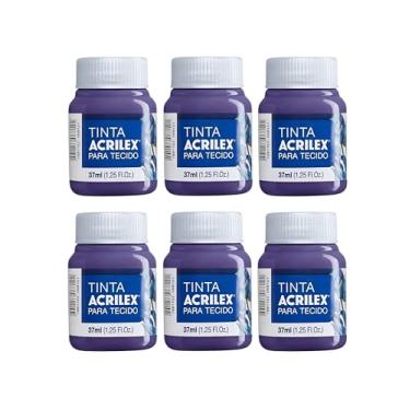 Imagem de Kit Tinta Para Tecido Fosca Acrilex 37ml com 6 Cores – Alta Cobertura, Fixação a Frio, Pintura em Artesanato e Roupas (Cerâmica 506)