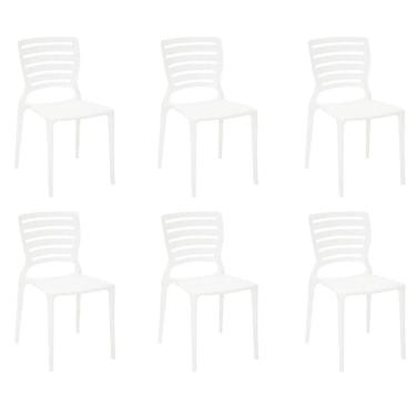 Imagem de Kit 6 Cadeiras Sofia Branca Tramontina Encosto Vazado Horizontal 92237/010