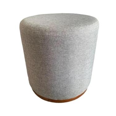 Imagem de Puff Redondo Saturno Linho Cinza