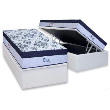 Imagem de Cama Box Baú Solteiro: Colchão Molas Ensacadas Paropas Blue + Base Crc Linhão White (88x188)