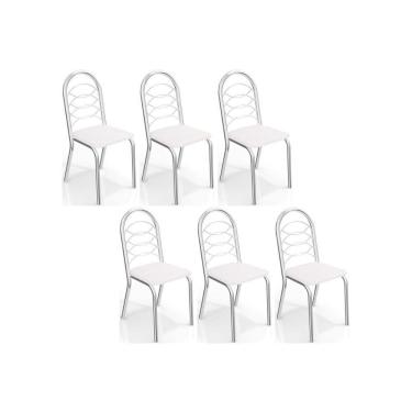Imagem de Kit 6 Cadeiras De Cozinha Holanda C009 6 Un Cromada Branco 106