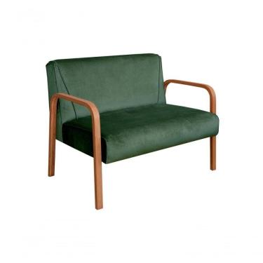 Imagem de Poltrona Namoradeira Anita Decorativa Braço Madeira Moderna Veludo Verde 270