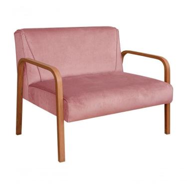 Imagem de Poltrona Namoradeira Anita Decorativa Braço Madeira Moderna Veludo Rosê 390