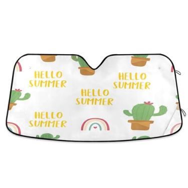 Imagem de SEHANY Pára-brisa de carro cacto planta verde para-sol dobrável janela frontal protetor de viseira solar para carro, SUV, caminhão - Mantenha o veículo fresco, 137 x 81,5 polegadas