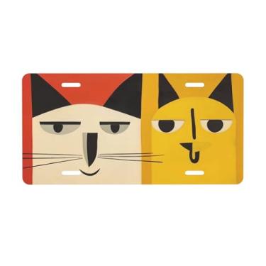 Imagem de Placa de licença vermelha amarela engraçada para placas dianteiras de carro de metal de alumínio adequado para caminhão, placa de porta de carro, bar, café, acessórios automotivos para homens e
