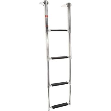 Imagem de HYDDNice Escada de barco náutico telescópica de 4 degraus inoxidável com alça embutida