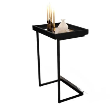 Imagem de Mesa dobrável multifuncional，Mesa Dobravel Portatil，Mesa Apoio Sala Lateral De Sofá Com Pés De Ferro(Preto/Preto)