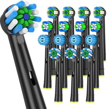Imagem de AOBAMA Cabeças De Escova Dentes Reposição Compatíveis Com Elétrica Oral B, Pacote 16, Pretas, Para 4 Precision, Sensitive, Cross, Floos, Médias E Macias