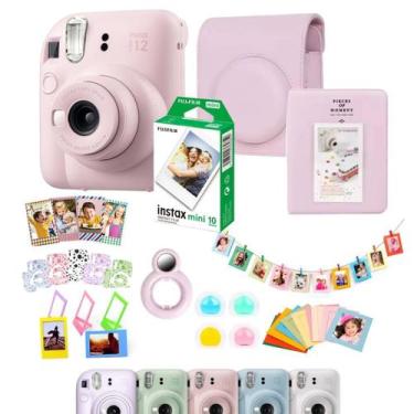 Imagem de Combo Camera Instax Mini 12 Rosa + Kit 8 Acessórios Album Bolsa Filme 