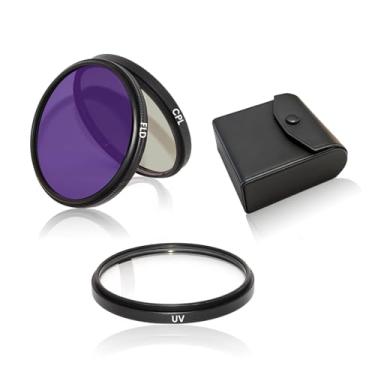Imagem de Kit de filtro de lente de câmera de 55 mm (UV-CPL-FLD), moldura ultrafina de liga de alumínio, proteção UV + polarização CPL + filtro fluorescente FLD vidro óptico com estojo de armazenamento portátil