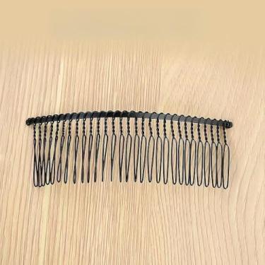 Imagem de 4 peças a granel 30 dentes grandes de metal preto grande pentes de cabelo lateral fio de base grampos de pente de cabelo decorativos acessório de cabeça francesa torção updo coque acessórios