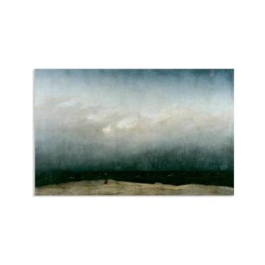 Imagem de ZUJGHSJG O Monge à beira-mar por Caspar David Friedrich impressões em tela bem decoração The World Classic Art Reproduções de arte grande giclée arte de parede para sala de estar decoração de casa 95