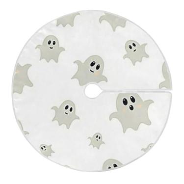 Imagem de JUZIHAI Saia de árvore de Halloween Boo Tapete para árvore de Natal, enfeites de decoração de férias para ambientes internos e externos, 91 cm