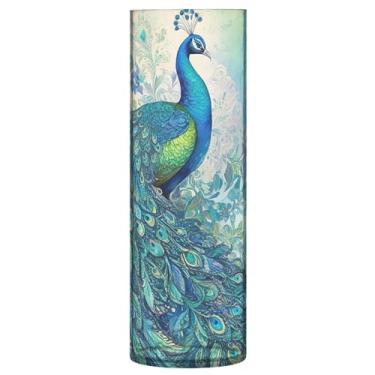 Imagem de JUZIHAI Vaso de flor e pavão para flores 9,9 cm x 30 cm cilindro de plástico moderno vaso de flores para centro de mesa de casamento decoração de casa