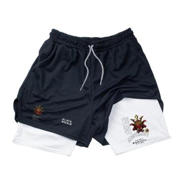 Imagem de Short Academia Treino Fitness‎ Japan Samurai Tokyo Style Abstract-Masculino