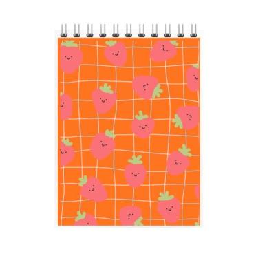Imagem de Caderno Espiral com Estampa de Morangos, Design Kawaii, Grade Rosa, Capa Decorativa (5, Laranja)