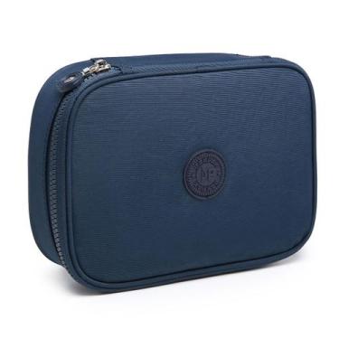 Imagem de Estojo Box Organizador Divisórias Escolar Infantil Juvenil Cor:Azul Es