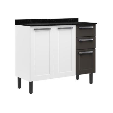 Imagem de Balcão Itatiaia 3 Portas 2 Gavetas Branco-grafite Florença