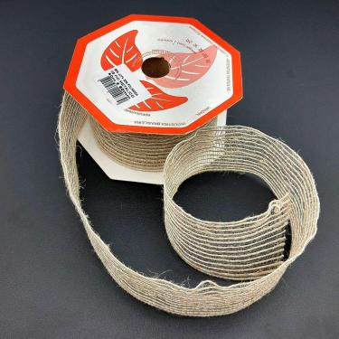 Imagem de Rolo Fita Juta Metálica Decoração Natal 60mm X 50m Kit 8pçs