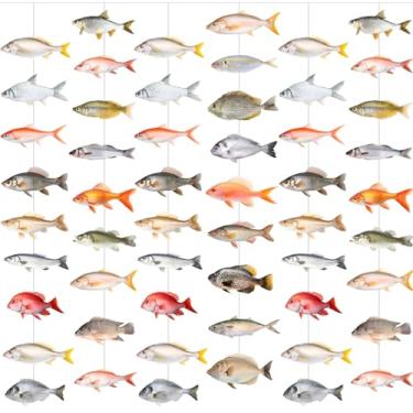 Imagem de Decoração de festa de peixe faixa suspensa lago de água doce ao ar livre sal decoração de festa de aniversário para competição de pescadores torneio aposentadoria churrasco