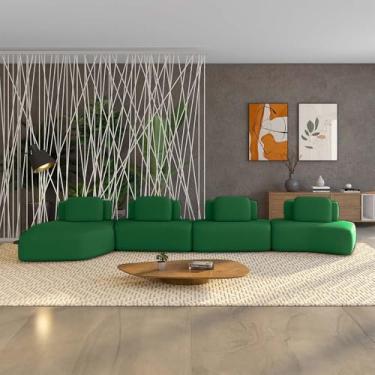 Imagem de Sofá Ilha Sala de Estar Dakota 4 Módulos 626cm Encostos Almofadas Soltas Veludo Verde G33 - Gran Belo