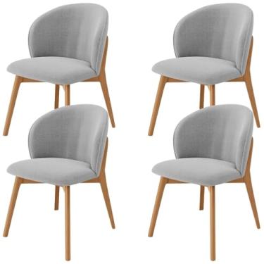 Imagem de Kit 04 Cadeiras de Jantar e Estar Living Estofada Mia L02 Bouclê Cinza - Lyam Decor