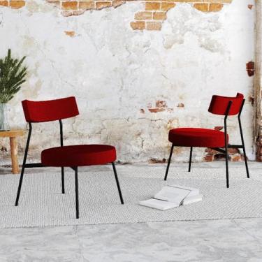 Imagem de Conjunto 2 Poltronas Estofadas Stout Vermelho Vinho City Est.preta