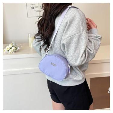 Imagem de Bolsa transversal de nylon, bolsa de ombro leve para o trabalho, bolsa feminina simples para uso diário, Roxa, Medium
