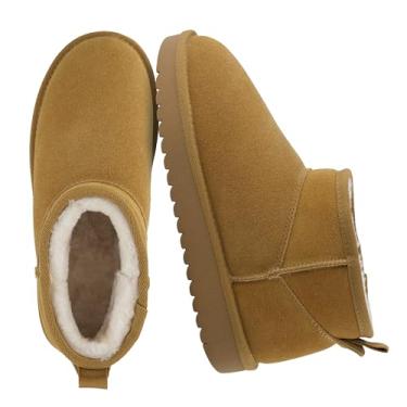 Imagem de CUSHIONAIRE Bota feminina Hip 2 de camurça genuína até o tornozelo, confortável com forro de shearling sintético para inverno, Castanho, 38