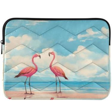Imagem de Capa para notebook com estampa de flamingos rosa em aquarela, capa moderna para laptop, universal, 14, capa para laptop 13