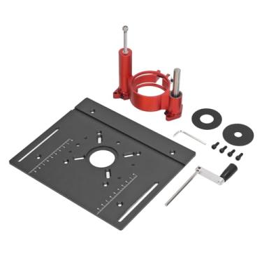 Imagem de QANYEGN Kit de elevação do roteador, kit de levantamento manual do roteador, placa base de inserção de serra de mesa com manivela para máquina de corte de 63,8 mm a 65 mm (Preta)