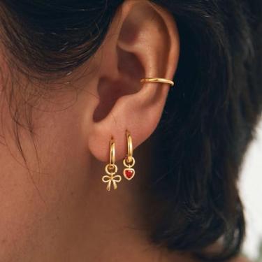 Imagem de Brinco feminino, pulseira de ouro de camada delicada empilhável para mulheres, joias da moda | Presente de festa, banhado a ouro 14K, standard, Latão, Sem pedra preciosa