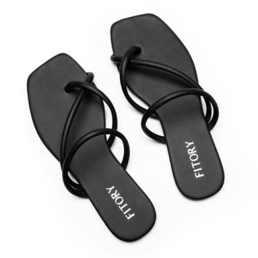 Imagem de FITORY Sandálias femininas deslizantes com tiras cruzadas para o verão tamanho 6-11, Grafite preto, 38