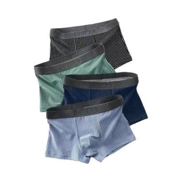 Imagem de Shorts Boxer De Algodão Masculinos 4 Peças, Roupa Íntima Sexy, Cuecas 