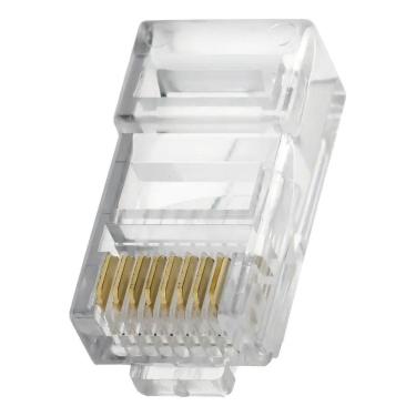 Imagem de 2X Pacote C/10 Conector Rj45 Cat5E Banho De Ouro Cabo Rede -
