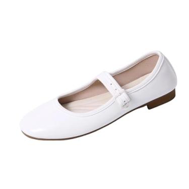 Imagem de Sapatilhas femininas com detalhe de alça única e sola macia para um uso casual confortável e chique, Branco, 35