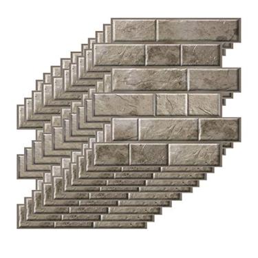 Imagem de Papel de Parede Autoadesivo Removível 3D Bloco À Prova Água e Umidade Peel Stick Adesivos PVC para Sala Estar Banheiro Cozinha Contrapiso Escritório F