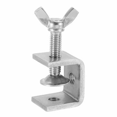 Imagem de HARFINGTON Grampos C de aço inoxidável 304 25 mm quadrado mini braçadeira de tigre ajustável clipe em U de metal resistente com parafusos de borboleta para montagem de soldagem de madeira, prata