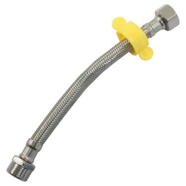 Imagem de PHITUODA Conector de linha de fornecimento de torneira de 20 cm, mangueira de aço inoxidável trançada de linha de suprimento de 1/2 fêmea x 1/2 macho para cozinha/pia/vaso sanitário