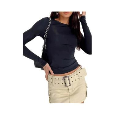 Imagem de Blusa Cropped Feminina De Manga Longa Y2K Para Outono/Inverno, Ajuste 