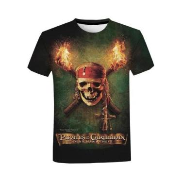 Imagem de Camiseta Casual De Verão Com Estampa 3D De Piratas Do Caribe Para Home