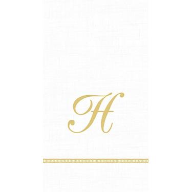 Imagem de Caspari Monograma branco com 3 camadas de papel bainha costurada, 15 unidades de guardanapos de toalha para convidados, letra H