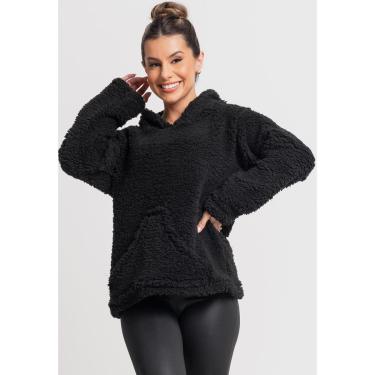 Imagem de Casaco Flanelado Feminino Capuz Bolso Teddy Peluciado Mvb Modas-Feminino