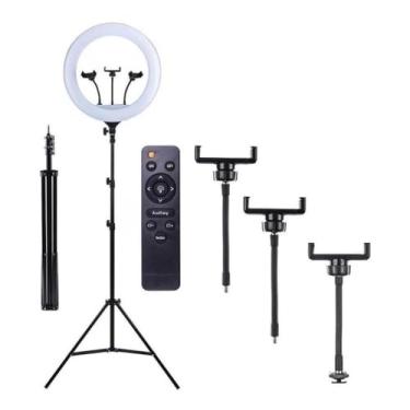 Imagem de Ring Light 18 polegadas Com Suporte 3 Celulares e Tripe 2,10 altura