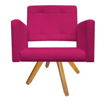 Imagem de Poltrona Gênesis Base Giratória de Madeira Suede Pink - Doce Sonho Móv