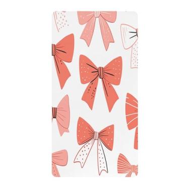 Imagem de Blueangle Lençol de berço padrão para berço infantil - Lençóis de algodão macio e respirável com laços vermelhos (78)