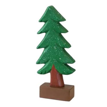 Imagem de Conjunto de enfeites de Natal de madeira esculpida à mão, decorações de férias nórdicas, boneco de neve, Papai Noel, árvore e maçã vermelha, decoração de mesa de madeira rústica, leve e durável (nº 8)