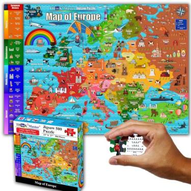 Imagem de Quebra-cabeça THINK2MASTER Mapa colorido da Europa 500 peças