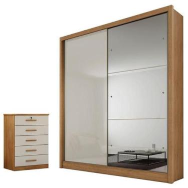 Imagem de Guarda Roupa Solteiro Dante com Nicho e Espelho com Gaveteiro Suiça Cu